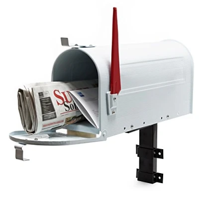 Image of US Mailbox Post Letter Box American Design White with Wall Mount