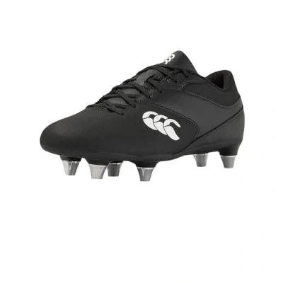 Image of Canterbury Kid&#039;s Phoenix Raze Soft Ground Rugby Boots, Black/White, 2 UK
