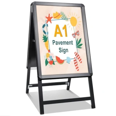 Image of STANDNEE Pavement Sign Frame Board Double Sided Display A Poster Stand Holder for Advertising (Black A1)
