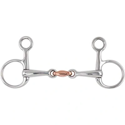 Image of Shires Equestrian Hanging Cheek, Copper Lozenge Snaffle S/steel Size: 41/2