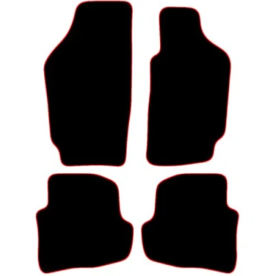 Image of Carsio Carpet Car Mats For VW Fox 2006 Onwards Tailored Fit Floor Mat Complete Accessory Black Custom Fitted All Weather, Anti Slip Backing &amp; Red Trim
