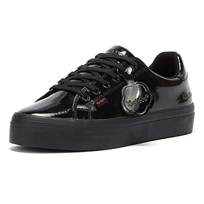 Image of Kickers Women&#039;s Tovni Stack School Uniform Shoe, Patent Black, 4 UK