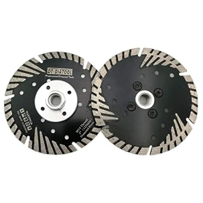 Image of DT DIATOOL Diamond Turbo Saw Blade with Slant Protection Teeth 2PCS 5 Inch / 125mm Cutting Disc M14 Thread for Concrete Tile Granite Marble Masonry
