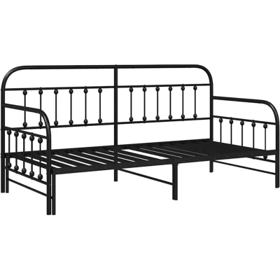 Image of vidaXL Daybed Frame with Trundle Black 90x200 cm Steel