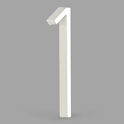 Image of HASWARE Floating House Number Sign: 5 inch Modern Door Signage Striking for Street Home Address Numerals (1, White)