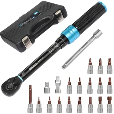 Image of Shall 21 Piece 1/4&quot; Torque Wrench Set, (2 25Nm) Dual Direction Adjustable 72 Tooth for Bike and Motorcycle Maintenance,with Extension Pole Storage Box