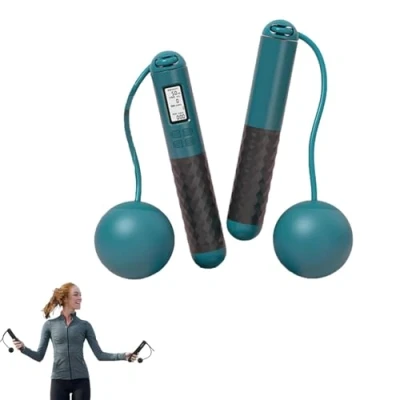 Image of Skipping Rope with Counter, Jump Ropes for Fitness, Adult Digital Counter Women Men and Kids, Weighted Handles, Exercise, Boxing, MMA, Gym (green)