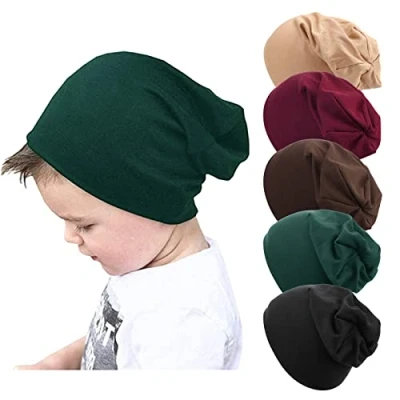 Image of DRESHOW 5 Pack Unisex Baby Hats for Kids Cotton Skull Caps Soft Cute Knit Cap Toddler Beanie 6 60 Months