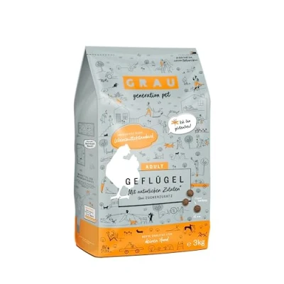Image of GRAU Original Dry Dog Food, Poultry, Pack of 1 (1 x 3 kg), Grain Free, for Sensitive Adult Dogs