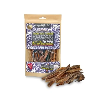 Image of Green &amp; Wilds Eco Friendly Natural Dog Treats Venison Hide Chews