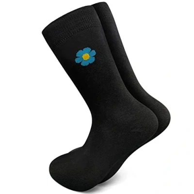 Image of THE Masonic COLLECTION Freemasons Forget Me Not Cotton Black Socks 6 9 or 11 Size Quality Gifts for Men