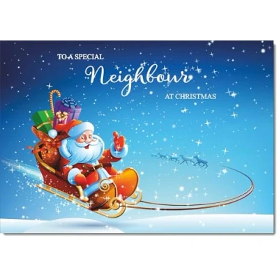 Image of doodlecards Neighbour Christmas Card Santas Sleigh Medium Size for with Plain Envelope