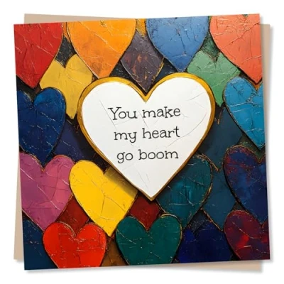 Image of Adorable Heart Birthday Card, Anniversary Card or Valentine&#039;s For Your Partner You Make My Go Colourful Love Husband, Wife, Girlfriend, Boyfriend,