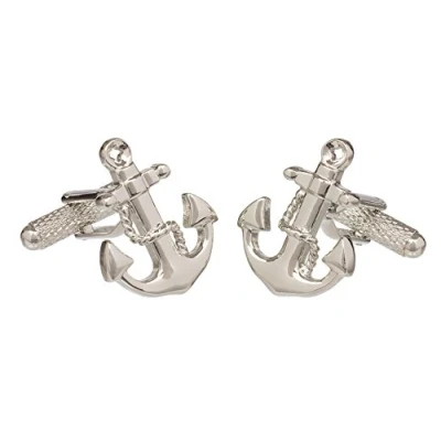 Image of Ship Anchor With Rope Cufflinks In Onyx Art Cufflink Box