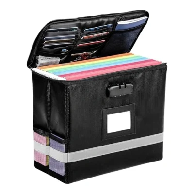 Image of BELLE VOUS Fireproof Document Box with Lock Storage Box/Safe Boxes for Home Lockable Security Box/Document Safe A4 filing