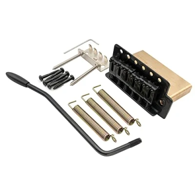Image of Musiclily Pro 52.5mm Modern 6 Screw Tremolo Bridge 40mm Solid Brass Block for Squier Strat Style Electric Guitar, Black