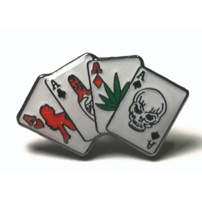 Image of Metal Enamel Pin Badge Cards Four Aces Poker Hand