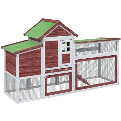 Image of vidaXL Chicken Coop Mocha 186.5x58.5x113 cm Solid Wood Pine
