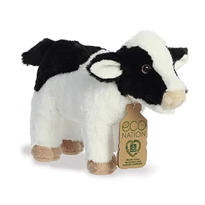 Image of Aurora, 35026, Eco Nation Cow 10In, Soft Toy, White &amp; Black