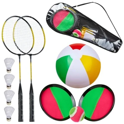 Image of KreativeKraft Badminton Racket Set, 3 Piece Outdoor Sports Equipment