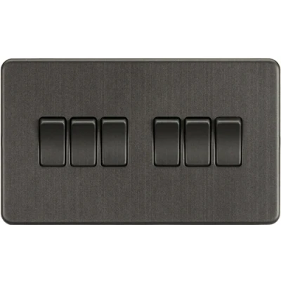 Image of KnightsBridge Screwless 10AX 6G 2 Way Switch Smoked Bronze