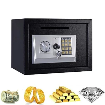 Image of 16L Safe Box, Drop Box Electronic Digital Security with Keypad and Key, Fireproof Waterproof WallSafes for Home &amp; Office Protect Cash, Money, Jewelry, 35 * 25 25cm(Black)