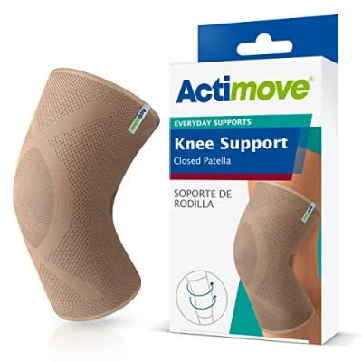 Image of Actimove Everyday Supports Knee Support Closed Patella For Men and Women Helps with Pain Relief Swelling Chronic Overuse Injuries Left/Right Wear Beige, Medium