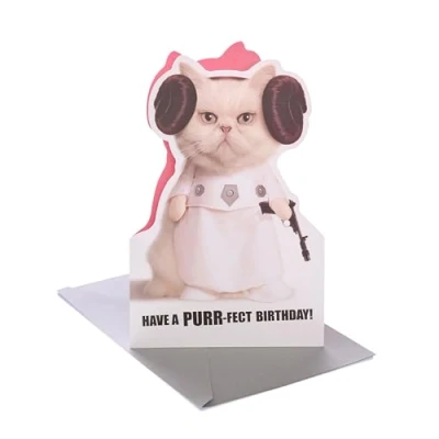 Image of UK Greetings Disney Star Wars Birthday Card for Her/Friend Funny Cat Leia Design