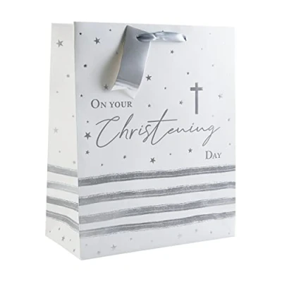 Image of EUROWRAP KRAFT CHRISTENING MEDIUM GIFT BAG FSC