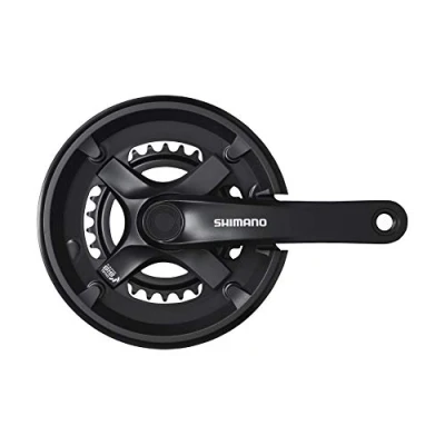 Image of Shimano Tourney/TY FC TY501 chainset 46/30, double, 7/8 speed, 175 mm, with chainguard, black