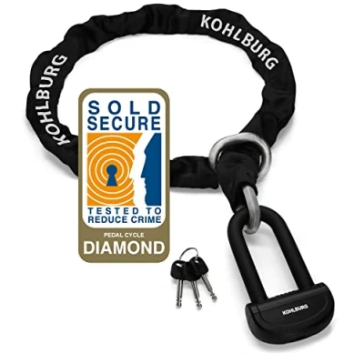 Image of KOHLBURG 8kg Massive Motorcycle Security Chain Lock 210cm Long Our Highest Level 10plus of 10 Heavy Duty Steel 0.5&quot; as Scooter &amp; ebike Sold Secure Diamond