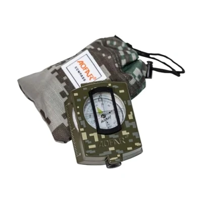 Image of AOFAR AF 4580 Military Compass,Lensatic Sighting, with Fluorescent, Waterproof and Shakeproof Map Measurer Distance Calculator, Pouch for Camping, Hiking, Hunting, Backpacking