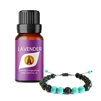 Image of Lava Stone Aromatherapy Diffuser Bracelet and Lavender Essential Oil 10ml