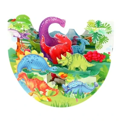 Image of Santoro PopnRock, 3D Pop Up Greeting Card Dinosaurs For Kids, Family Dinosaur Birthday Girls, Boys