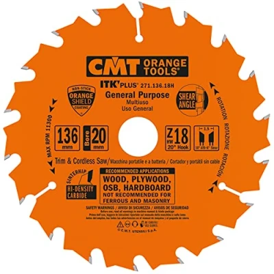 Image of CMT orange Tools 271.136.18h Ultra ITK) Circular Saw Blade 136 x 1.5 20 (18 teeth),