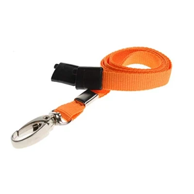 Image of ALG ID Cards® Breakaway Lanyard Plain Colour with Safety Orange Neck Metal Clip for Pass Card Badge Holders (Orange Lanyard)