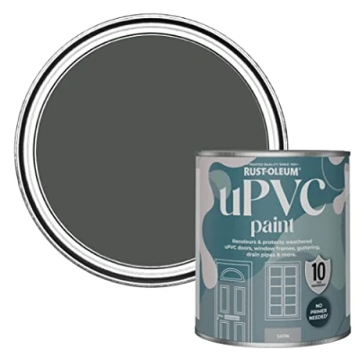 Image of Rust Oleum Grey uPVC Door and Window Paint In Satin Finish Graphite 750ml