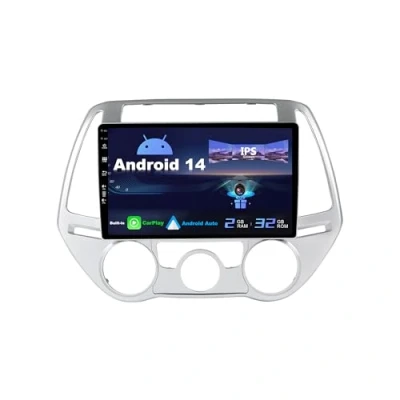 Image of SXAUTO Android 12 IPS Car Radio Suitable for Hyundai I20 (2012 2014),Built in Carplay,Android Car,Reversing Camera Free,2G + 32G,Steering Wheel Control DAB Fast Boot WiFi DSP 4G BT,2 Din 9 Inches
