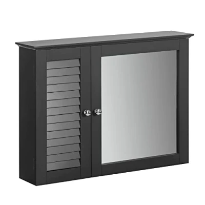 Image of SoBuy BZR55 DG, Bathroom Wall Mirror Cabinet, Mounted Mirrored Storage Cabinet Unit, Grey