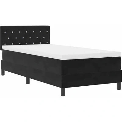 Image of vidaXL Box Spring Bed with Mattress Black 100x200 cm Velvet