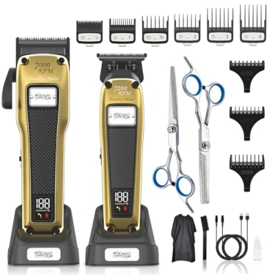 Image of DSP Hair Clipper for Men Professional, BLDC Motor &amp; DLC Coated Detachable Blade, Cordless Trimmer Set Barber with Charging Base, Product Gift