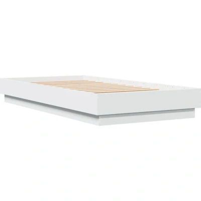 Image of vidaXL Bed Frame without Mattress with LED Lights White 75x190 cm Small Single