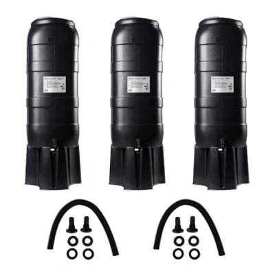 Image of 100L Slimline Black Rainfall Mini Water Butt Kit Space Saving Rainwater Complete with Stand, Lid, Hose Connect Tap &amp; Rain Diverter for Garden Storage (Triple 100L)