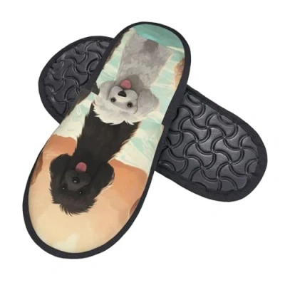 Image of HerfsT Poodles Dogs Print Furry Slippers For Women Men Fluffy Memory Foam Winter Plush House M