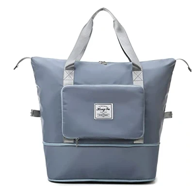 Image of Large Capacity Folding Travel Bag, Lightweight Waterproof Foldable Carry Luggage Bags for Travel, Weekend (Blue)