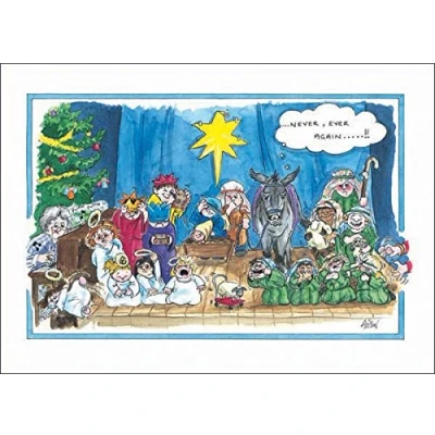 Image of Nativity scene Humorous Donkey themed Christmas card