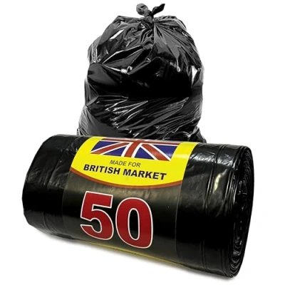 Image of JeeJaan® 50 Quality 70L Strong &amp; Secure, Refuse Sacks, Bin Bags, Liners, Flat Top, Recycled, Tear Resistant, 30 μm, Perfect for Everyday Use, Household, Office, Kitchen Caterers