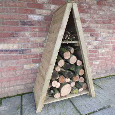 Image of Shire Storage PT = Pressure Treated Small Triangular Log Store T&amp;G 820W X 425D 1190H