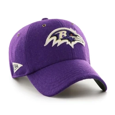 Image of 47 NFL Baltimore Ravens Pennant Clean Up, Unisex Baseball Cap, Adjustable Strap &amp; Buckle, Colour Purple