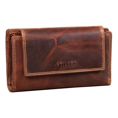 Image of STILORD &#039;Ira&#039; Leather Wallet for Women RFID Blocking Purse Vintage Card Holder Ladies Coin from Genuine Leather, Colour:Salerno Brown